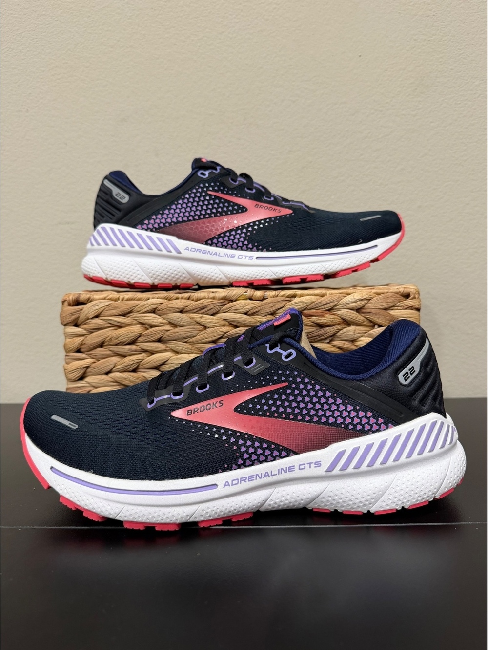 Size 11 - Brooks Women’s Adrenaline GTS 22 Narrow “Black Purple Coral”